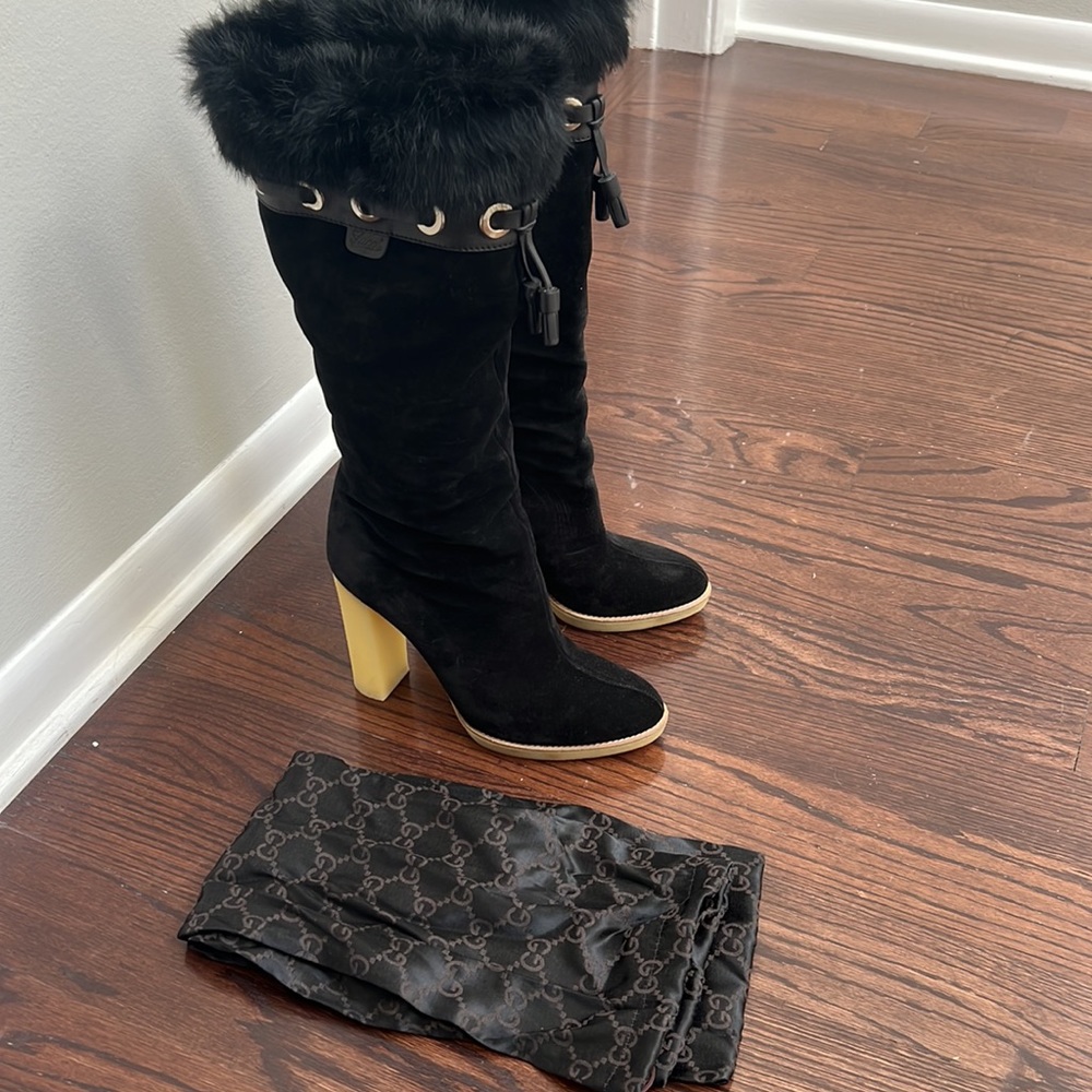 Gucci suede and fur heeled boots - Picture 7 of 7